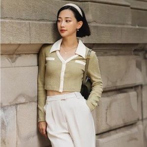 petite studio monroe cardigan sage xs